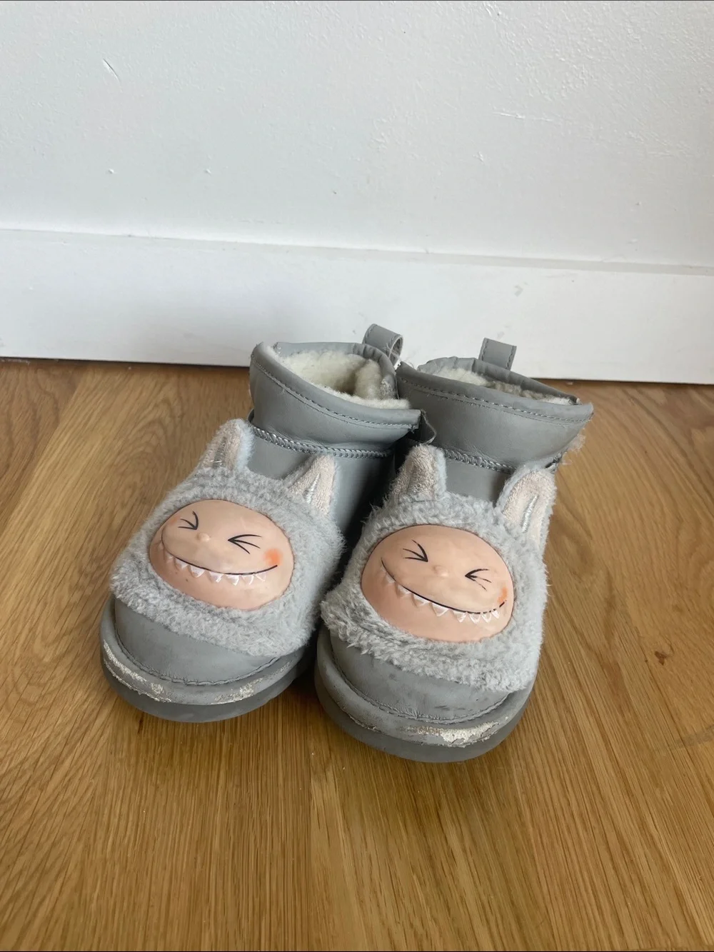 Kids Grey Bunny Face Winter Boots